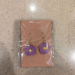 Chic Floral Crochet Earrings in Lavender and Gold